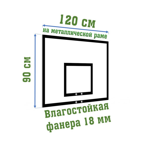 Щит баскетбольный фанера 120х90см на раме